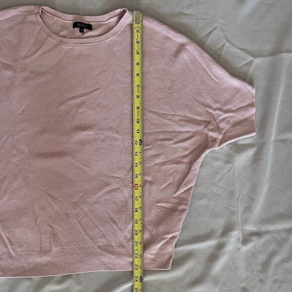 Quince Blush Pink Neutral Cotton Cashmere Short Sleeve Pullover Sweater M - Picture 5 of 6
